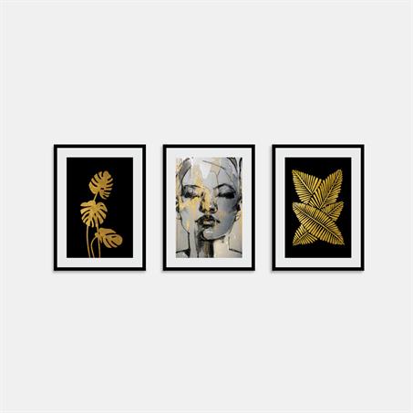  گالری تابلو دکوراتیو؛ پرتره زن و گیاه طلایی